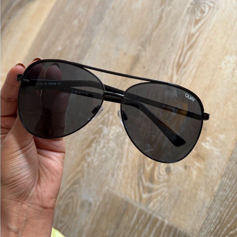 Quay Black Aviator Sunglasses